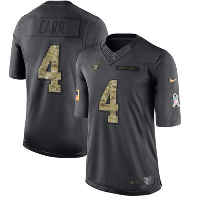 Men Oakland Raiders 4 Derek Carr  Anthracite 2016 Salute to Service Jersey