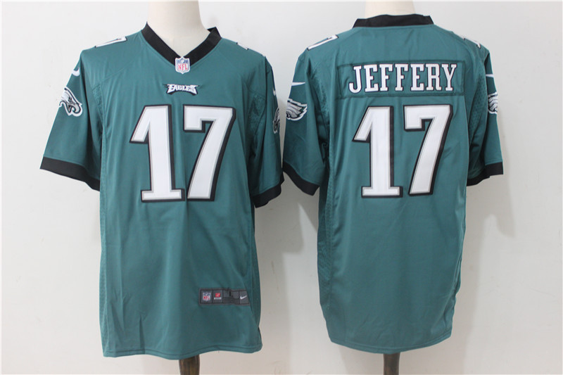 Men Philadelphia Eagles 17 Alshon Jeffery  Green Game Jersey