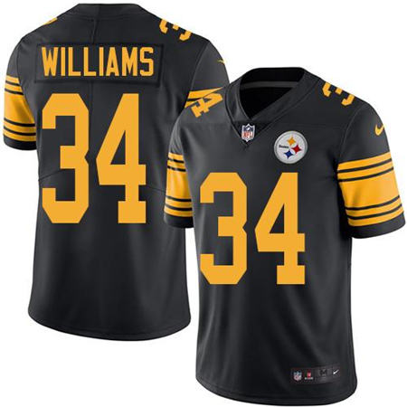 Men Pittsburgh Steelers 34 DeAngelo Williams  Black Color Rush Limited Stitched NFL Jersey