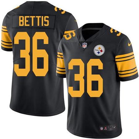 Men Pittsburgh Steelers 36 Jerome Bettis  Black Color Rush Limited Stitched NFL Jersey