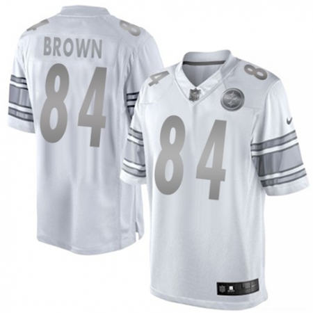 Men Pittsburgh Steelers 84 Antonio Brown  Limited White Platinum Stitched NFL Jersey
