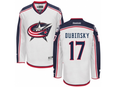 Men Reebok Columbus Blue Jackets 17 Brandon Dubinsky Authentic White Away NHL Jersey