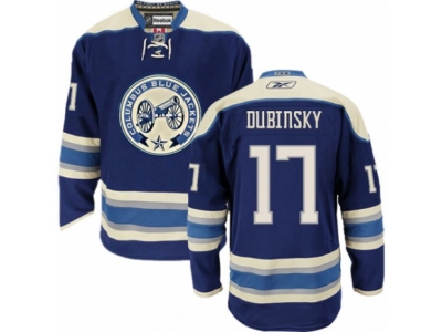Men Reebok Columbus Blue Jackets 17 Brandon Dubinsky Premier Navy Blue Third NHL Jersey