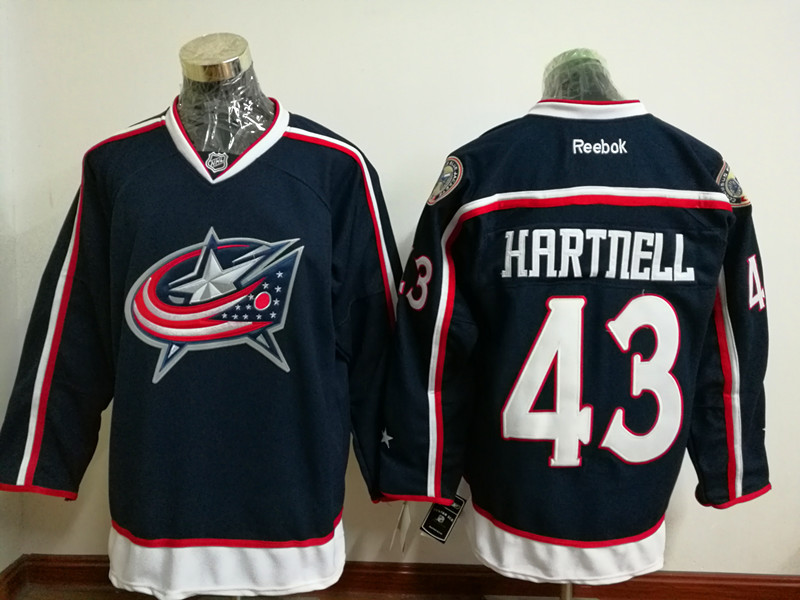 Men Reebok Columbus Blue Jackets 43 Scott Hartnell Authentic Navy Blue Home NHL Jersey