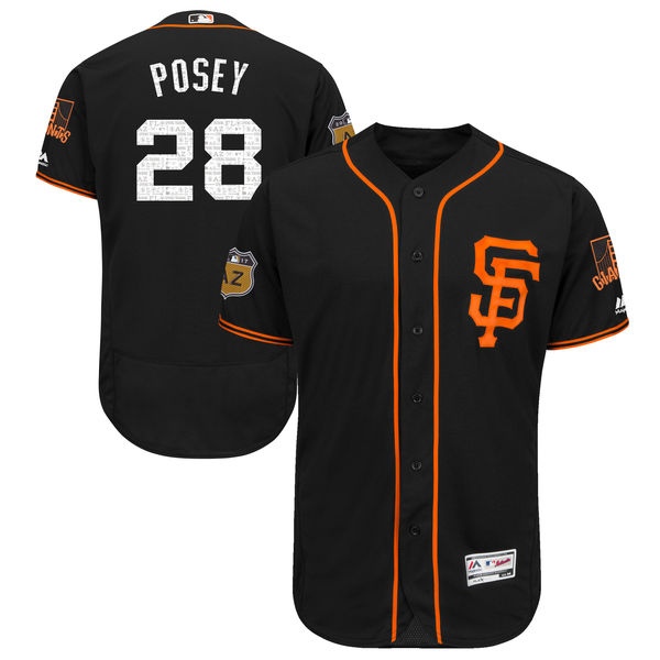 Men San Francisco Giants Buster Posey Majestic Black 2017 Spring Training Flex Base Player Jersey