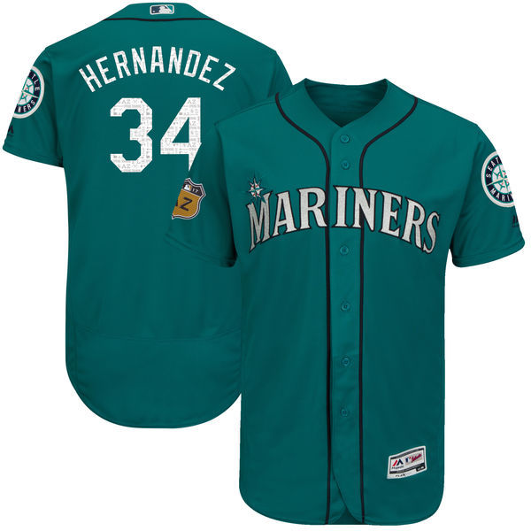 Men Seattle Mariners Felix Hernandez Majestic Aqua 2017 Spring Training Flex Base Player Jersey