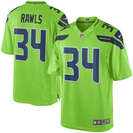 Men Seattle Seahawks 34 Thomas Rawls  Green Color Rush Limited Jersey