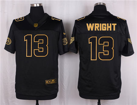 Men Tennessee Titans 13 Kendall Wright  Black Pro Line Gold Collection Elite Stitched NFL Jersey