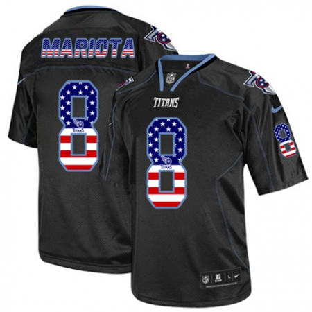 Men Tennessee Titans 8 Marcus Mariota  Elite Black USA Flag Fashion NFL Jersey