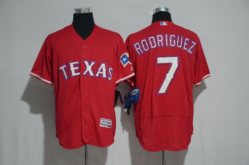 Men Texas Rangers 7 Rodriguez Red Cool Base Player Jersey