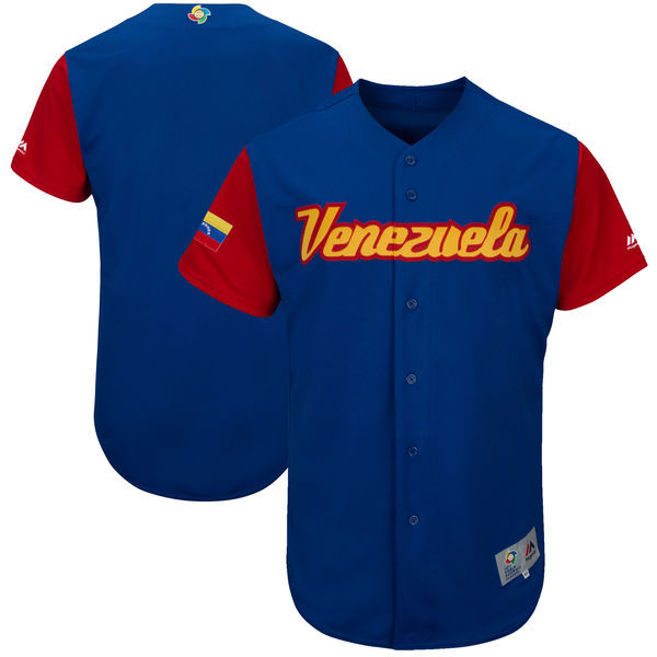Men Venezuela Baseball Majestic Blue 2017 World Baseball Classic Authentic Team Jersey
