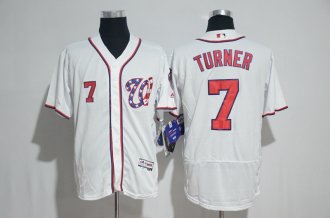 Men Washington Nationals 7 Turner Majestic White 2017 Flex Base Jersey