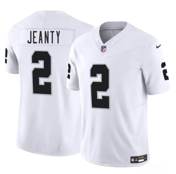 Mens Las Vegas Raiders 2 Ashton Jeanty White 2025 F.U.S.E. Vapor Stitched Football Jersey