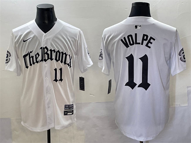 Mens New York Yankees 11 Anthony Volpe White 'Gothic Legacy Edition' Vapor Premier Limited Stitched Baseball Jersey
