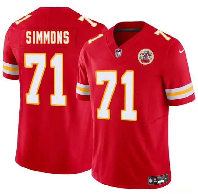 Men’s Kansas City Chiefs 71 Josh Simmons Red 2025 Draft F.U.S.E. Vapor Untouchable Limited Football Stitched Jersey