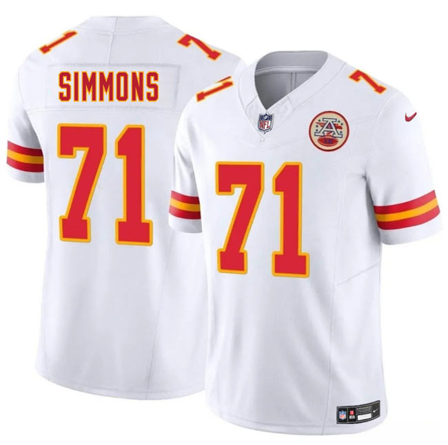 Men’s Kansas City Chiefs 71 Josh Simmons White 2025 Draft F.U.S.E. Vapor Untouchable Limited Football Stitched Jersey