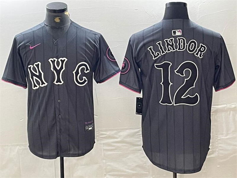 Mets 12 Francisco Lindor Gray Nike 2024 City Connect Cool Base Jersey