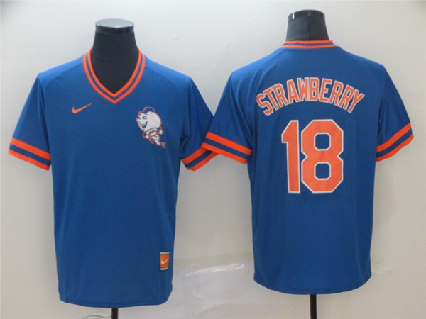 Mets 18 Darryl Strawberry Blue Throwback Jersey