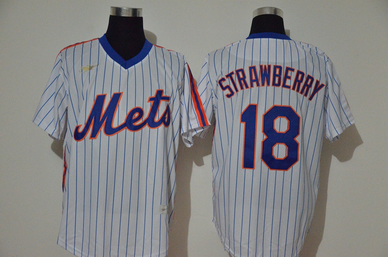 Mets 18 Darryl Strawberry White 2020 Nike Cool Base Jersey