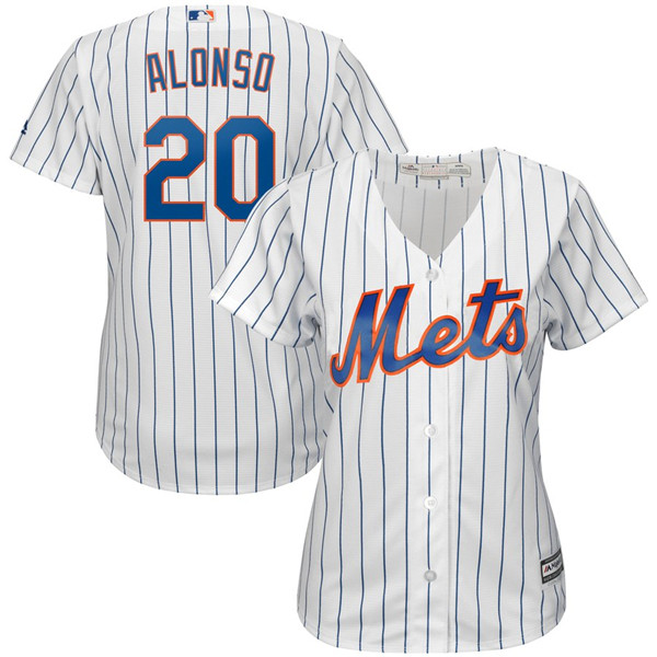 Mets 20 Pete Alonso White Women Cool Base Jersey