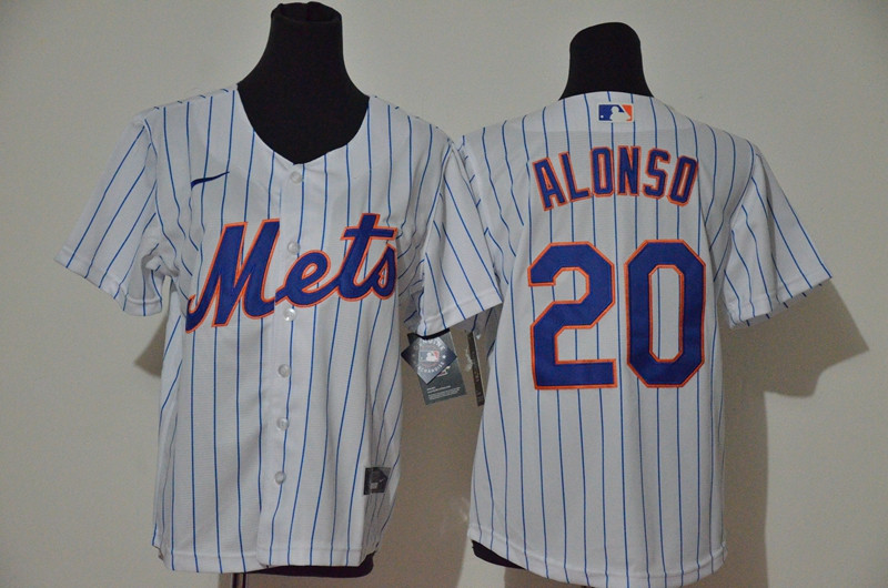 Mets 20 Pete Alonso White Youth Nike Cool Base Jersey