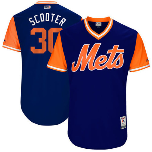 Mets 30 Michael Conforto Scooter Majestic Royal 2017 Players Weekend Jersey