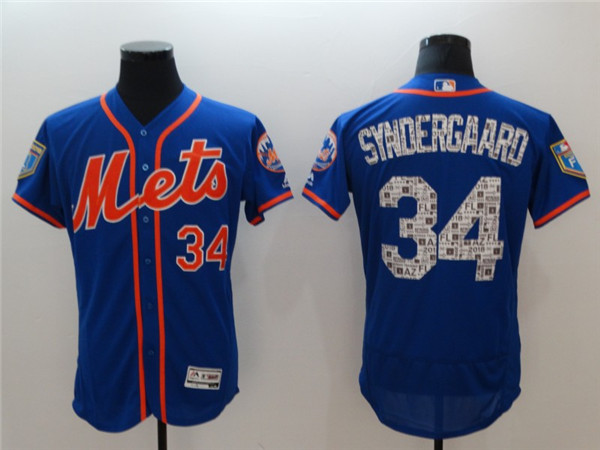 Mets 34 Noah Syndergaard Royal 2018 Spring Training Flexbase Jersey