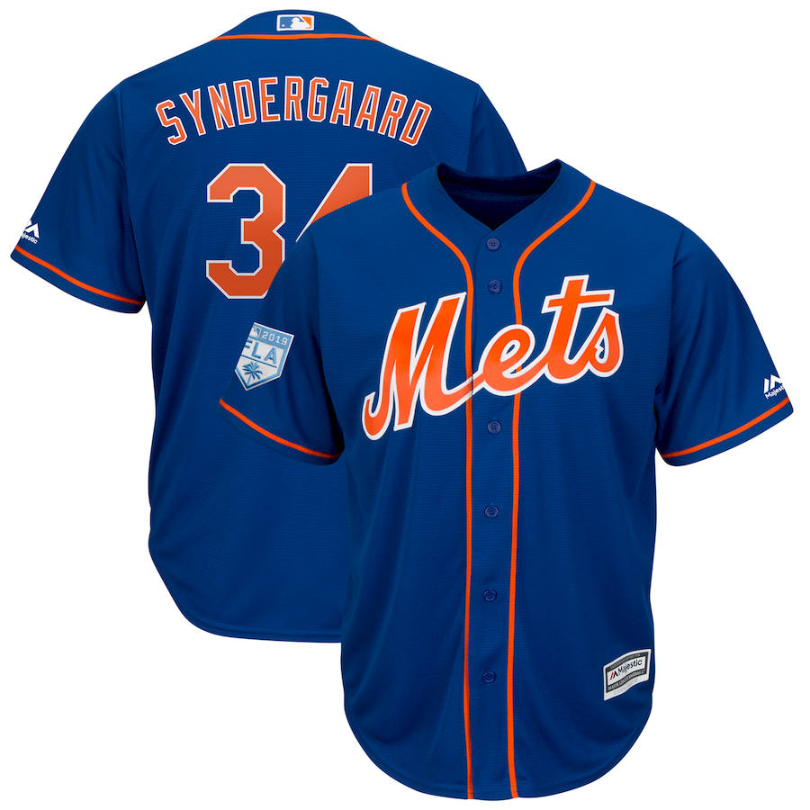 Mets 34 Noah Syndergaard Royal 2019 Spring Training Cool Base Jersey