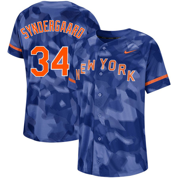 Mets 34 Noah Syndergaard Royal Camo Fashion Jersey