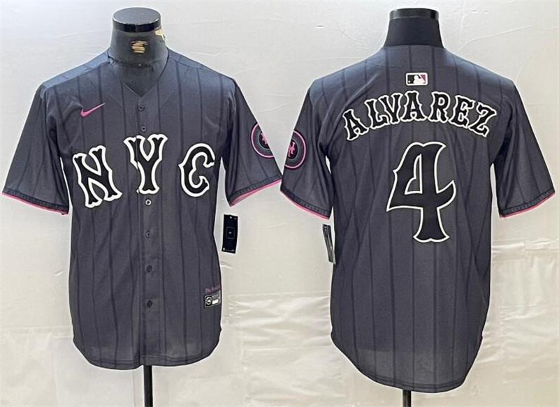 Mets 4 Francisco Alvarez Gray Nike 2024 City Connect Cool Base Jersey