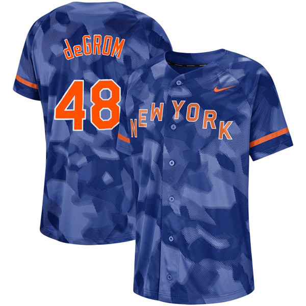 Mets 48 Jacob deGrom Royal Camo Fashion Jersey