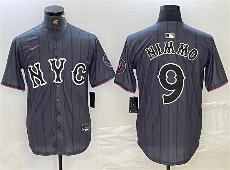 Mets 9 Brandon Nimmo Gray Nike 2024 City Connect Cool Base Jersey