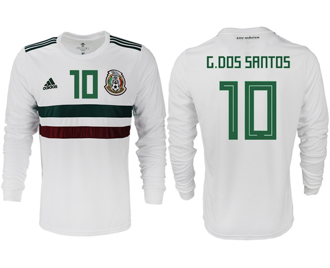 Mexico 10 G. DOS SANTOS Away 2018 FIFA World Cup Long Sleeve Thailand Soccer Jersey