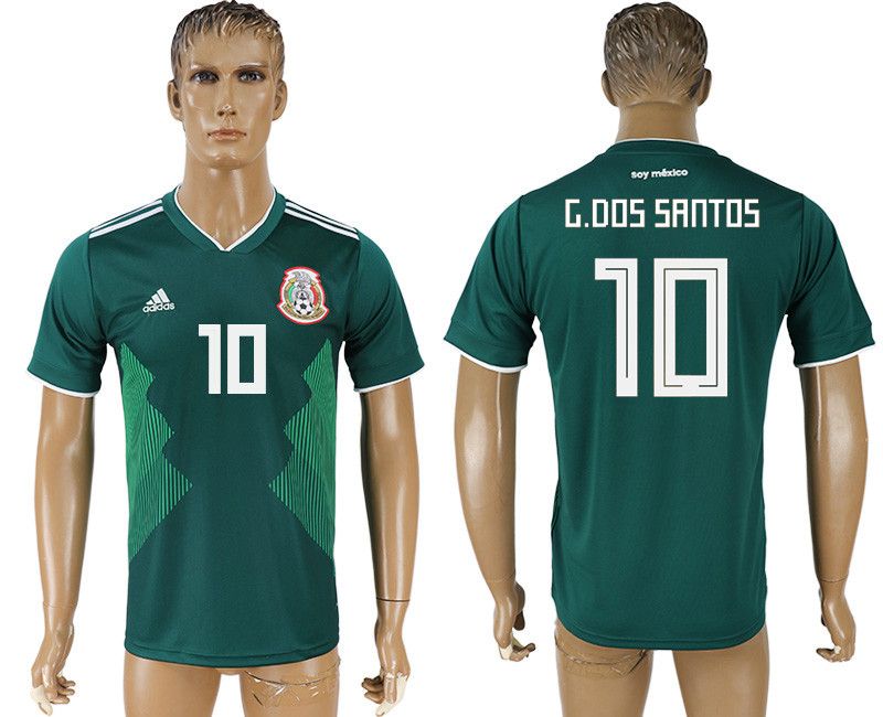 Mexico 10 G. DOS SANTOS Home 2018 FIFA World Cup Thailand Soccer Jersey