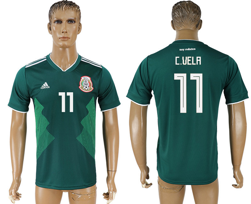 Mexico 11 C. VELA Home 2018 FIFA World Cup Thailand Soccer Jersey