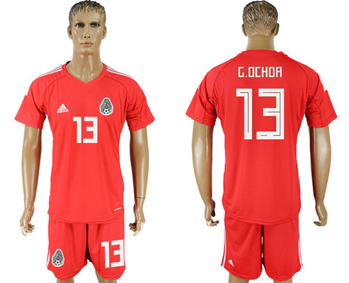 Mexico 13 G. OCHOA Red Goalkeeper 2018 FIFA World Cup Soccer Jersey