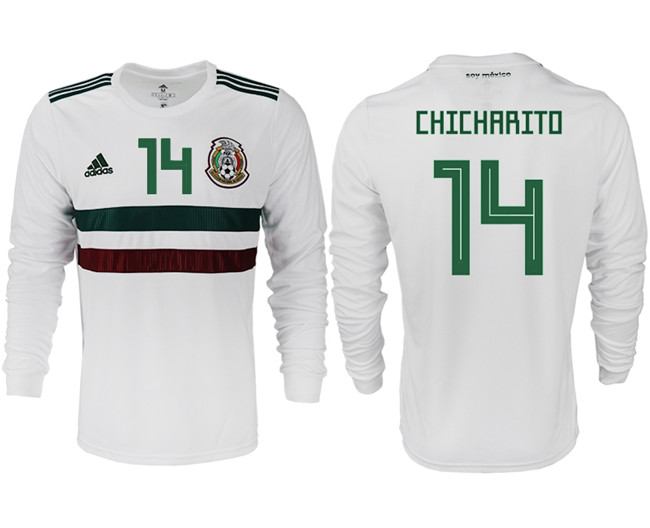 Mexico 14 CHICHARITO Away 2018 FIFA World Cup Long Sleeve Thailand Soccer Jersey