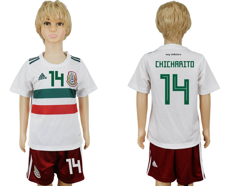 Mexico 14 CHICHARITO Away Youth 2018 FIFA World Cup Soccer Jersey