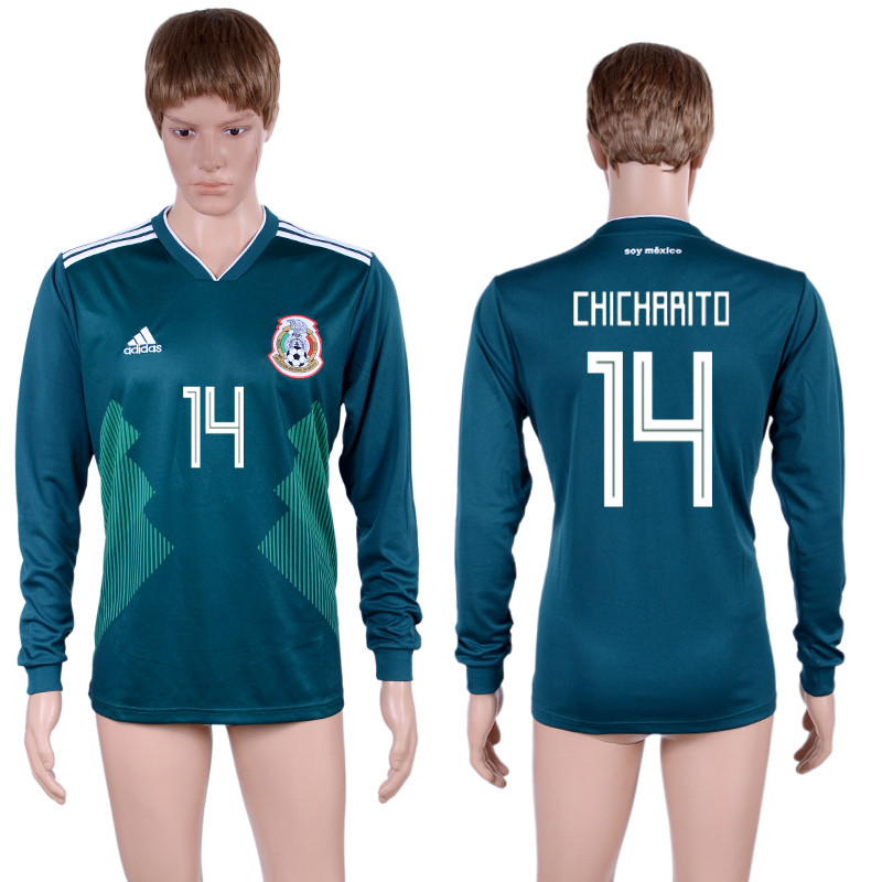 Mexico 14 CHICHARITO Home 2018 FIFA World Cup Long Sleeve Thailand Soccer Jersey