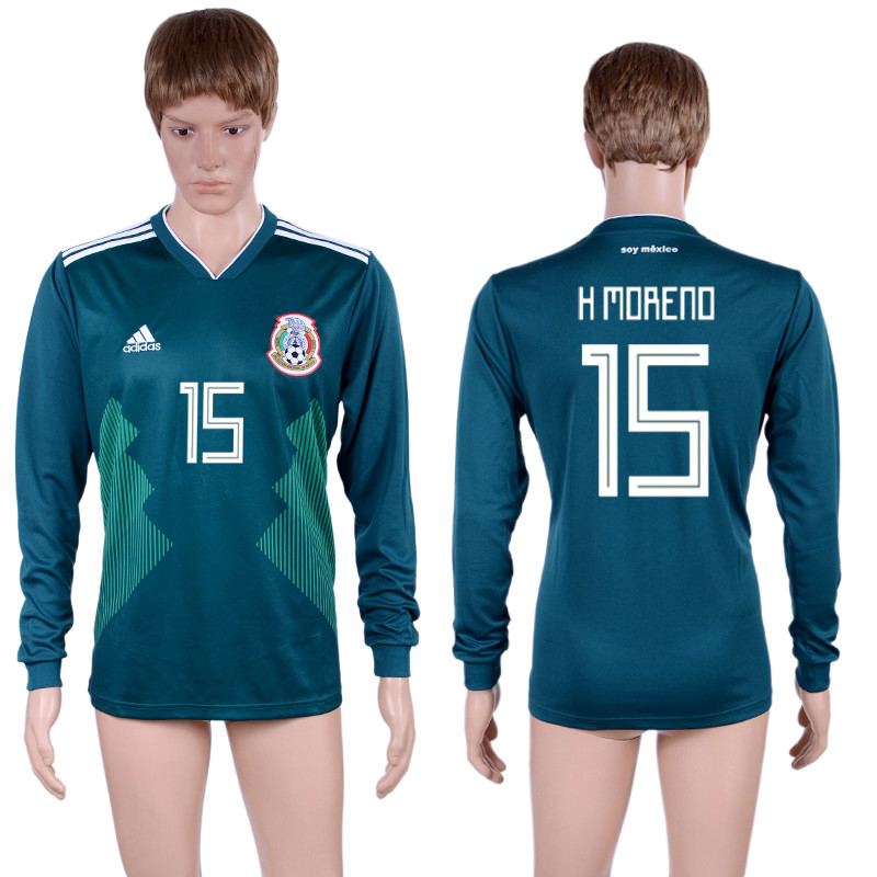 Mexico 15 H MORENO Home 2018 FIFA World Cup Long Sleeve Thailand Soccer Jersey