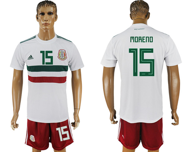 Mexico 15 MORENO Away 2018 FIFA World Cup Soccer Jersey