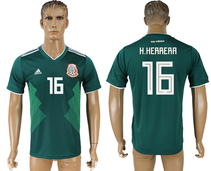 Mexico 16 H. HERRERA Home 2018 FIFA World Cup Thailand Soccer Jersey