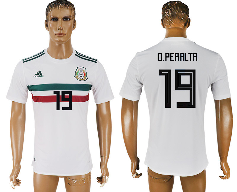 Mexico 19 O. PERALTA Away 2018 FIFA World Cup Thailand Soccer Jersey