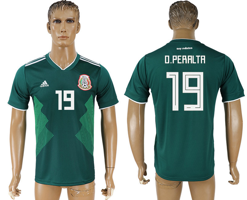 Mexico 19 O. PERALTA Home 2018 FIFA World Cup Thailand Soccer Jersey