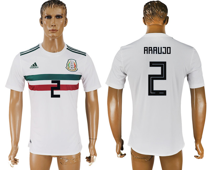 Mexico 2 ARAUJO Away 2018 FIFA World Cup Thailand Soccer Jersey