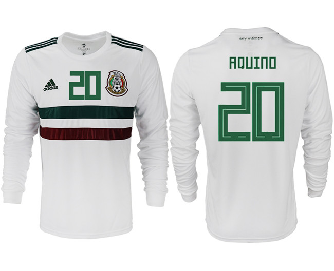 Mexico 20 AQUINO Away 2018 FIFA World Cup Long Sleeve Thailand Soccer Jersey