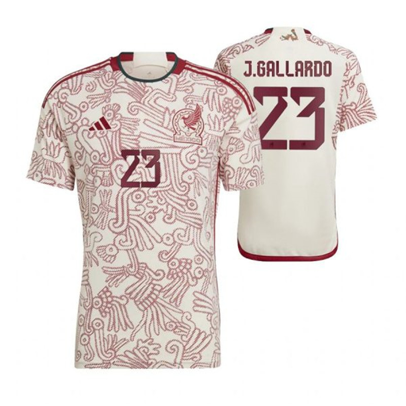 Mexico 23 J.GALLARDO Away 2022 FIFA World Cup Thailand Soccer Jersey