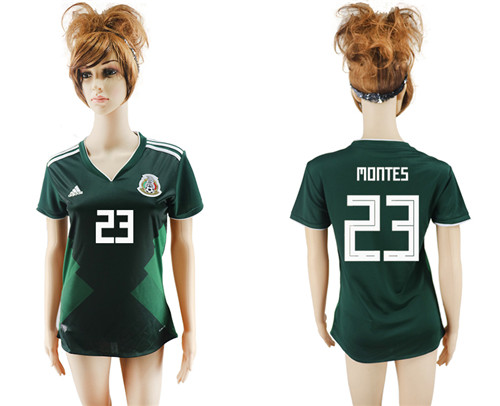 Mexico 23 MONTES Home 2018 FIFA World Cup Women Soccer Jersey