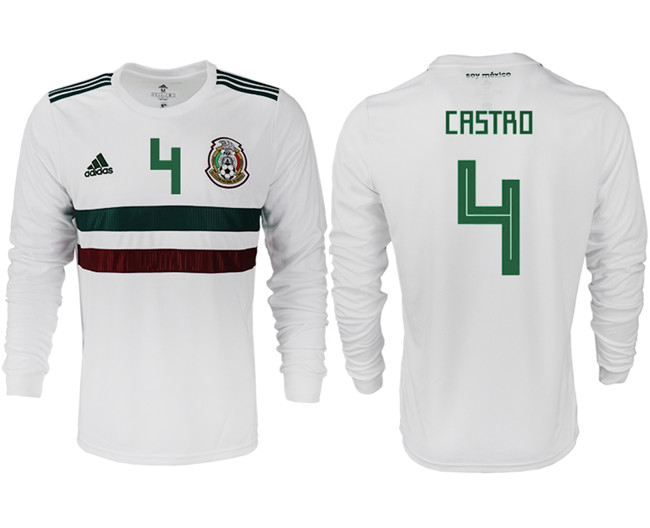 Mexico 4 CASTRO Away 2018 FIFA World Cup Long Sleeve Thailand Soccer Jersey