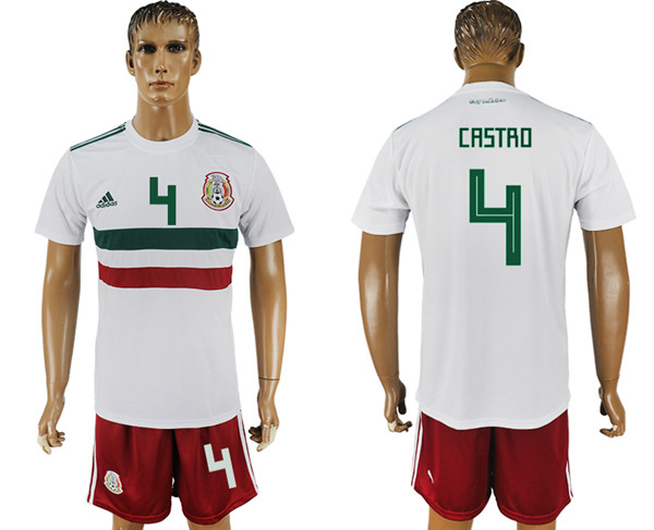 Mexico 4 CASTRO Away 2018 FIFA World Cup Soccer Jersey
